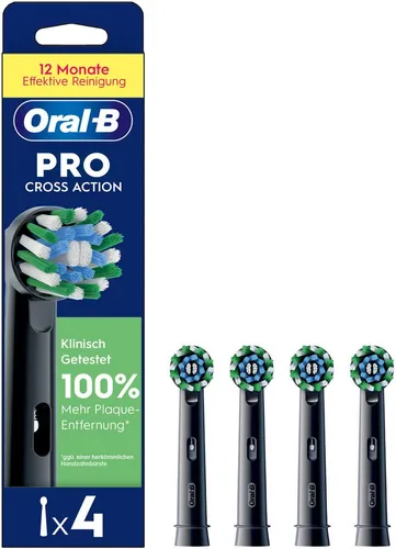 Oral-B Pro CrossAction Aufsteckbürsten - Innovative X-förmige Borsten für eine gründliche Reinigung, entfernen effektiv Plaque und zeigen durch Farbwechsel den optimalen Austauschzeitpunkt an. Kompatibel mit allen wiederaufladbaren Oral-B Zahnbürsten.