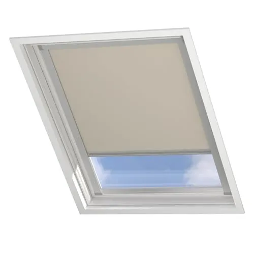 Radeco® Dachfenster verdunkelungsrollo für Velux M04/304/1 Sand mit Führungsschiene, Rollo für dachfenster, velux dachfenster Rollo, verdunklungsrollo für velux.