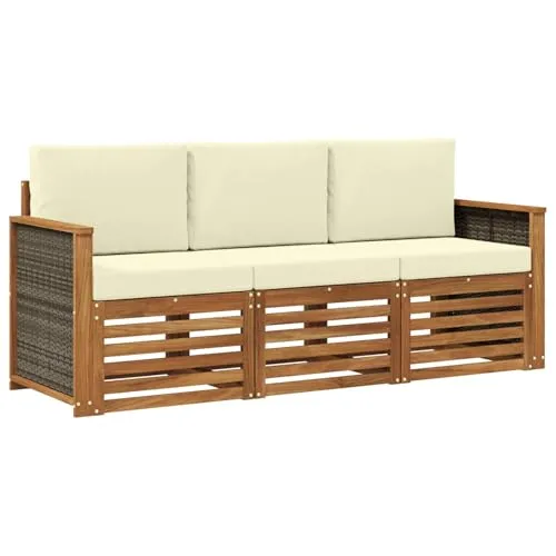 vidaXL Sofagarnituren mit Kissen 3 pcs aus Massivholz Akazie - Dieses stilvolle Outdoor-Sitzsofa-Set aus robustem Akazienholz verleiht deinem Garten oder Patio einen einladenden Charme. Flexibel einsetzbar, ideal für entspannte Stunden im Freien.
