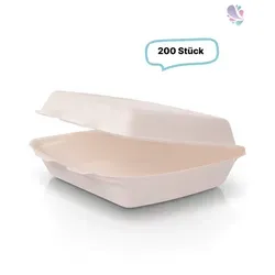 Menüboxen mittel ungeteilt aus Bagasse, 200 Stück - umweltfreundlich und biologisch abbaubar - Sonstiges Küchenzubehör: Robuste Menüboxen aus Bagasse, ideal für warme Speisen, mikrowellengeeignet und 100% biologisch abbaubar - die nachhaltige Wahl für Gastronomie und private Nutzung.