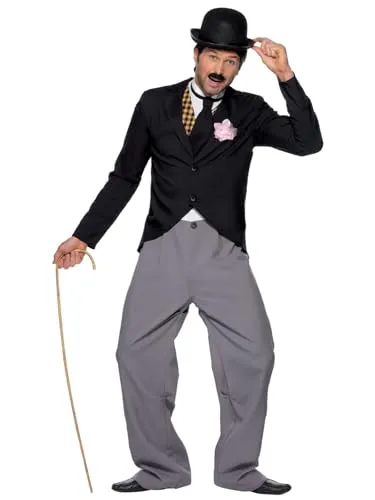 1920s Star Costume für Herren (Größe M) - Kostüm-Outfits für Erwachsene, 20er Jahre Star Kostüm mit Jacke, Hose, Mock Weste und Schlips. Ideal für Karneval und Themenpartys, bequemes Tragegefühl dank leichtem Material und elastischem Bund.