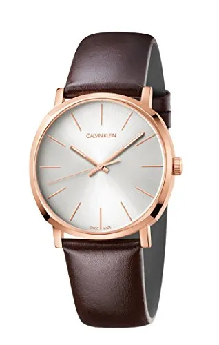 Calvin Klein Herren Analog Quarz Uhr K8Q316G6 mit Lederarmband - Elegante Armbanduhr für Herren mit braunem Lederarmband und roségoldfarbenen Details, perfekt für jeden Anlass und bis 3 bar wasserdicht.
