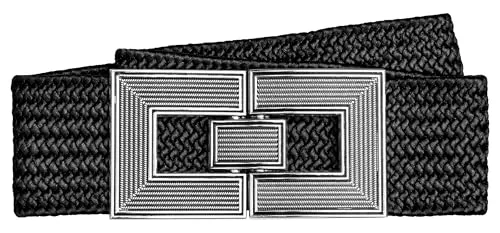 Caspar GU328 Damen Stretch Taillengürtel mit Metallschließe, schwarz, Größe 80 - Eleganter Damen Stretch Taillengürtel für einen perfekten Sitz. Der ca. 5,7 cm breite Gürtel ist angenehm zu tragen und verleiht jedem Outfit das gewisse Etwas. Ideal für Taille oder Hüfte, vielseitig kombinierbar.