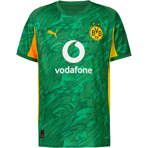 PUMA Borussia Dortmund 25-26 Torwart Teamtrikot Herren in archive green-intense orange, Größe L - Hochwertiges Torwarttrikot der Borussia Dortmund; ideal für sportliche Aktivitäten dank atmungsaktiver dryCELL-Technologie; mit Rundhalsausschnitt und stylischem Sponsorenprint.