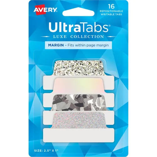 AVERY Zweckform Art. 74179 - 16 transparente Haftstreifen in Silber, beschreibbar und ablösbar für perfekte Organisation in Büro und Schule