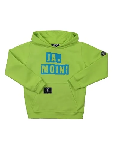 SCHIETWETTER Unisex Kinder Kapuzenpullover Ja Moin, Hoodie, Sweater, Sweatshirt, Oberteile, Jungen, Mädchen, Teenager, Langarm Lime/azuro 140
