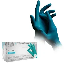 Style Clean Ocean Nitrilhandschuhe, puderfrei, türkis 01177-S , 1 Packung = 100 Stück, Größe S