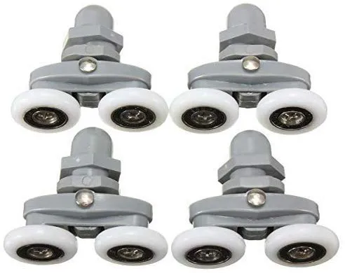 Stück Unter Duschtüren Rollen Doppelrollen Ersatzteile Duschkabinentür für 4-10mm Glas Durchmesser 19mm 4
