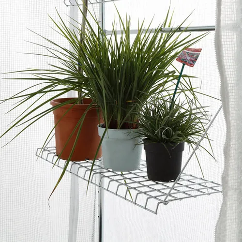 BioGreen Gewächshaus-Regal für Patioflora 200 - 12 kg Tragkraft - Gartengewächshaus Regal mit 98 x 30 cm für optimale Pflanzenpflege. Robust aus Metall, kinderleicht anzubringen und ideal für das BioGreen Patioflora 200.