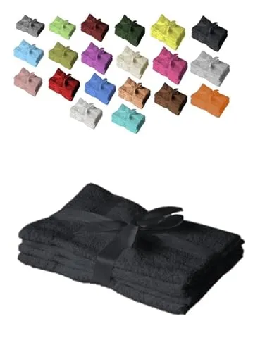 EXKLUSIV HEIMTEXTIL Gästehandtuch 4er Set 30 x 50 cm Schwarz