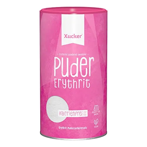 Xucker Zucker Puder Erythrit - Kalorienfreier Puderzuckerersatz - Zucker & Süßstoffe: 100% Erythrit, zahnfreundlich und ideal für Diabetiker. 30% weniger süß als Zucker, ohne Kalorien und Gentechnik.