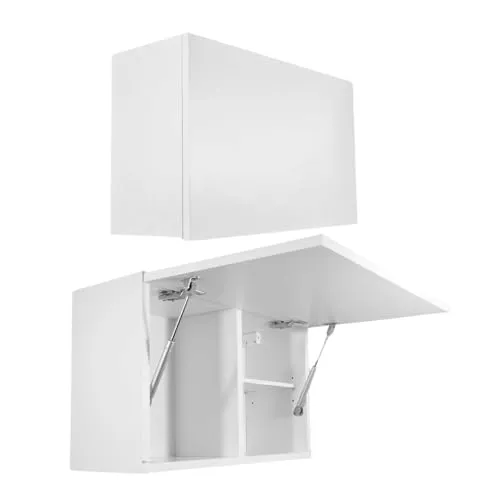 Milionmeblicom Badezimmerschrank Laura Hängeschrank Badezimmermöbel Klappbarer Badezimmer Wandschrank Teleskopöffnung - Mattweiß/Mattweiß, Maße 39 cm x 60 cm x 23 cm