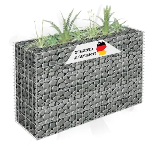 DELUKE Gabionen Hochbeet ROON aus Stahl | 90x30x60cm | Steinkorb Gabionengitter Ziergabione Steingabione Drahtkorb befüllbar