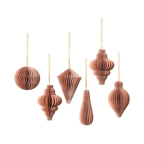 Broste Copenhagen Christmas Mix Deko-Anhänger - 6er-Set in dusty pink - Nussknacker: Diese aus Papier gefertigten Deko-Anhänger bestechen durch ihre geometrische Form und Falttechnik, ideal für eine festliche Weihnachtsdekoration.