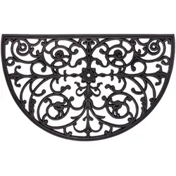 Hanse Home FUßMATTE Mix Mats, Schwarz, Kunststoff, Ornament, halbrund, 45x75 cm, rutschfest, schmutzabweisend, für Fußbodenheizung geeignet, rutschhemmend, pflegeleicht, widerstandsfähig, Teppiche & Böden, Fuß & Stufenmatten, Fußmatten und Schmutzfangmatten