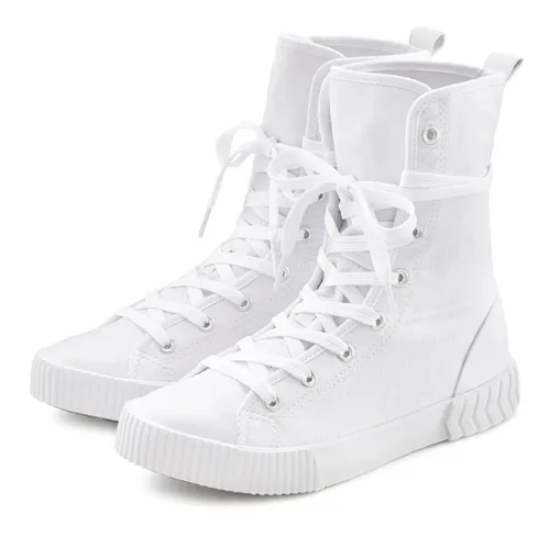 Stiefelette LASCANA Damen - Combat Look High Top Sneaker - Trendy und vegane Stiefeletten von Lascana im Combat Look. Bequemes Textilmaterial, ideal für vielseitige Kombinationen mit Hosen.