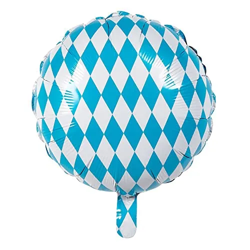 Boland 54287 - Folienballon Bayern, Größe 45 cm, blau-weiß, zweiseitig bedruckter Ballon, bayerische Raute, Luftballon, Helium, Geschenk, Dekoration, Geburtstag, Volksfest