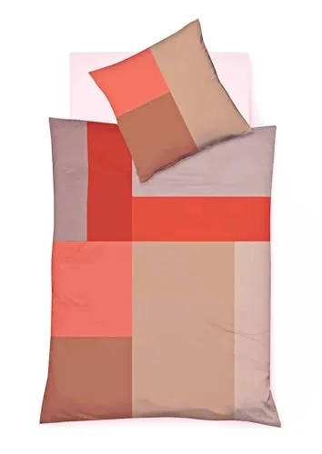 JACK by Fleuresse Mako Satin Wende Bettwäsche 2tlg. 135x200cm - Bettwäsche-Sets mit modernem Design in Braun und Terracotta, aus 100% Baumwolle für höchsten Schlafkomfort, hygienisch und pflegeleicht, ideal für erholsame Nächte.