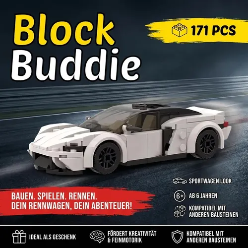 BlockBuddie™ McLaren Speedtail Weiß Sport MOC Auto Rennwagen Klemmbausteine
