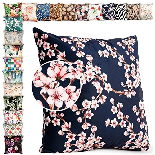 ANRO Kissenbezug Kissenhülle Kissen Deko-Kissen Sofa Kissen Couch Kissen Sakura Darkblue 50x50cm ohne Füllung