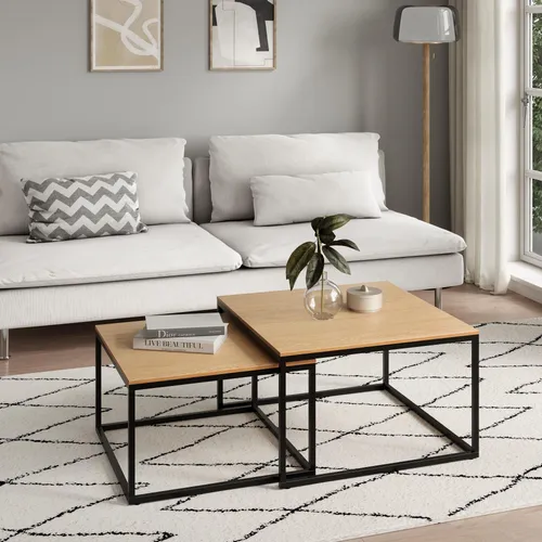 Modernes Couchtisch 2er Set aus Holz