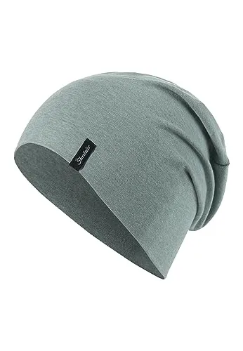 Sterntaler OCS Beanie Melange – Unisex Baby Mütze aus Melange-Singlejersey (Bio) – weiche Kopfbedeckung mit zwei Tragevarianten – lässige Übergangsmütze für Babys & Kinder – steingrün, Gr. 49