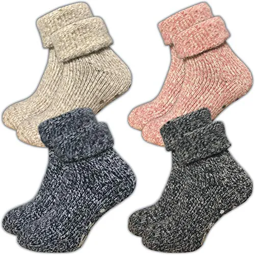 GAWILO Stoppersocken für Damen – Rutschfeste Hausschuhsocken - Sportsocken für Zuhause, mit rutschfester ABS-Sohle für sicheren Halt auf glatten Böden und wärmendem Innenfrottee gegen kalte Füße – ideal als Bettsocken.
