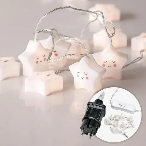 Cobus CozyHome Stern Lichterkette Kinder - 20 LED & 6m I Strombetrieben I Lichterkette Kinderzimmer Deko für Hausbett Bett I Sterne Lichtergirlande Mädchen Junge Baby Warmes Licht Innen String Lights