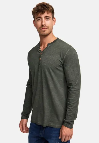Indicode Herren INKilsone Langarmshirt | 100% Baumwolle, Climb Ivy, S - Stylisches Langarmshirt aus 100% Baumwolle mit Rundhalsausschnitt und kurzer Knopfleiste. Ideal für Freizeit und Alltag, bietet hohen Tragekomfort und modernen Look.