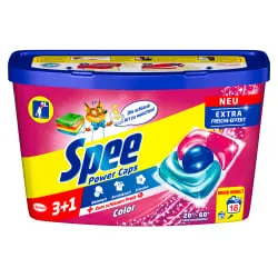 Henkel AG & Co. KGaA Spee Power Caps 3+1 Vollwaschmittel Color, Colorwaschmittel für langanhaltend duftende und strahlende Buntwäsche, 1 Box = 18 Stück, für 18 Waschladungen