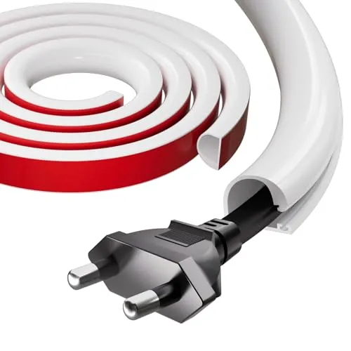 1m Kabelkanal Weiß Selbstklebend Mini,Flexibler Silikon Halbrund Kabelkanäle,Kabelabdeckung Cable Hider,Kabelschacht zum Verstecken für 1 Kabel zum Verstecken von Stromkabeln zu Hause oder im Büro