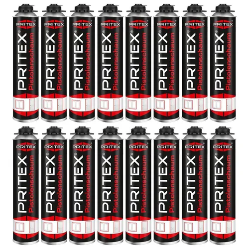Produktbild Pistolenschaum 16 x 750 ml Bauschaum Montageschaum PRITEX Isolationsschaum