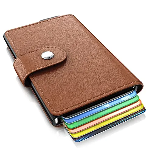 CSL - Kreditkartenetui mit RFID Schutz, Kartenetui für 6 Karten, NFC und RFID Schutzhülle, Kartenhülle für Kreditkarten und EC Karten, braun