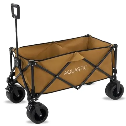 AQUASTIC Bollerwagen Caro in Braun Langlebige Räder aus 100% PVC Ideal für Garten und Strand mit Verstellbarer Rückenlehne und ergonomischem Design Fassungsvermögen von 127 L