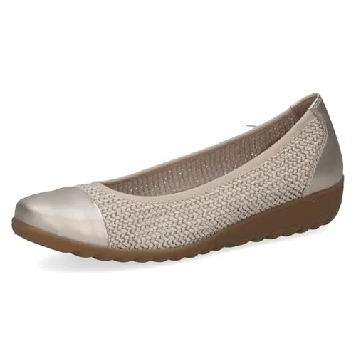 CAPRICE Damen Ballerinas flach, Weiß (Offwhite Comb), 39 - Stilvolle Ballerinas mit AIRMOTION-Technologie für ein luftiges Tragegefühl. Ideal für jeden Anlass, mit Wechselfußbett für individuellen Komfort. Eleganz trifft auf praktischen Materialmix aus Textil und Synthetik.