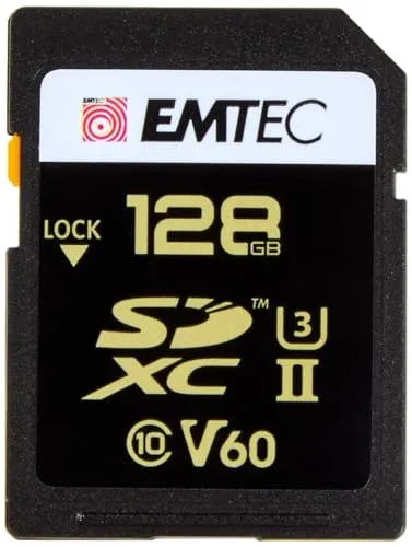 Emtec SpeedIN Pro+ SD-Speicherkarte 128GB, SDXC UHS-II U3 V60, Full HD, 3D, 4K, 8K UHD, Lesegeschwindigkeit bis zu 300MB/s und Schreibgeschwindigkeit bis zu 160MB/s