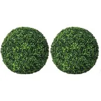 Costway 2er Buchsbaumkugel Dunkelgrün 48 cm für Haus und Garten - Hochwertige, realistische Buchsbaumkugeln aus langlebigem PE, ideal zur Dekoration für Innen- und Außenbereiche. Naturgetreue Optik ohne unangenehme Gerüche!