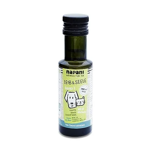 napani Leib & Seele - Bio Vital-Öl-Mischung für Hunde & Katzen, sorgfältig & schonend kalt gepresst, 1 x 100ml