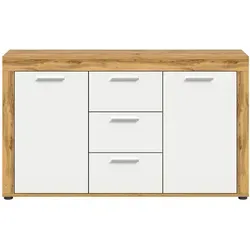 xonox.home Jam X8BK6T01 Sideboard - Kommode in Wotan Eiche und Weiß, mit 2 Türen und 4 Einlegeböden für praktischen Stauraum und elegantes Design, ideal für ein stilvolles Wohnzimmer.