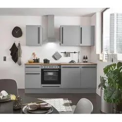 Küchenblock mit E-Geräten MANCHESTER - grau - Moderne Küchenzeile mit integrierten E-Geräten, platzsparend und stilvoll für jedes Zuhause.
