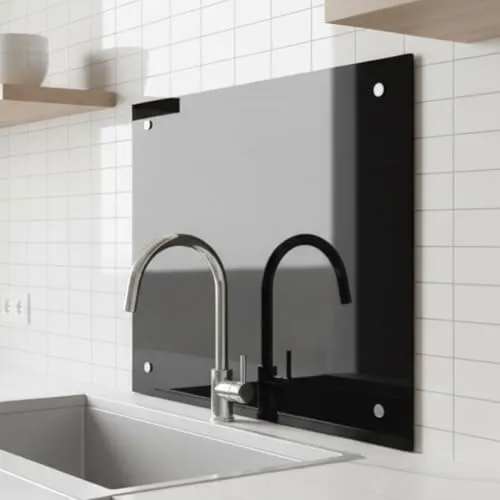Mucola Küchenrückwand aus Sicherheitsglas Schwarz 80x60 cm in schwarz von Mucola