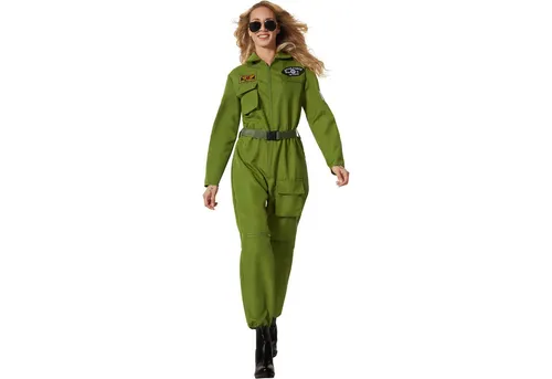 tectake® Damenkostüm Jet Fighter Pilot in grün von dressforfun