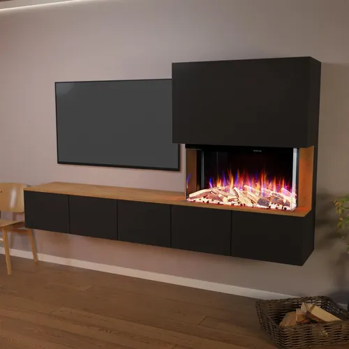 Glow Fire Elektrokamin 'PR6' | LED Standkamin in Schwarz mit Heizfunktion