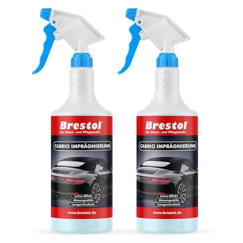 BRESTOL® Cabrio Imprägnierung 2x 750 ml - Schutz gegen Wasser, Schmutz und UV-Strahlen - Verhindert Austrocknung & Rissbildung, Cabrioverdeckimprägnierung, Universalimprägnierung, Polsterimprägnierung