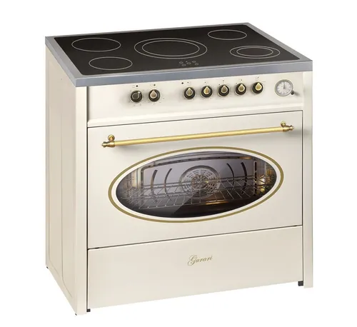Elektro Standherd 90 cm Glaskeramik Kochfeld Creme Gurari GCH E 912 Cr r