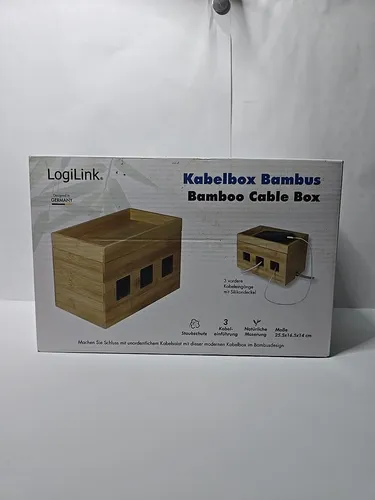 LogiLink KAB0076 Kabelbox 255x140x165 mm Bambus Kabelmanagement Kabelordnung