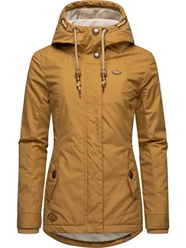 Ragwear Damen Winterjacke Monade Intl Camel22 Gr. S - Funktionsjacke mit kuscheligem Teddy Fleece-Futter, wasserabweisendem Obermaterial und tailliertem Schnitt - ideal für kalte Tage!