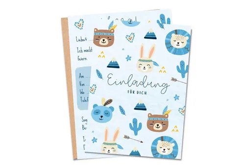 MeinBaby123® Einladungskarten Kindergeburtstag inkl. 10 Umschläge, Kindergeburtstag Jungs und Mädchen, Geburtstagseinladungen Kinder