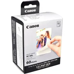Canon Fotopapier-Set XC-60L - 5,4 x 8,5 cm glänzend, lebendige Drucke mit Spritzwasserschutz für SELPHY QX20