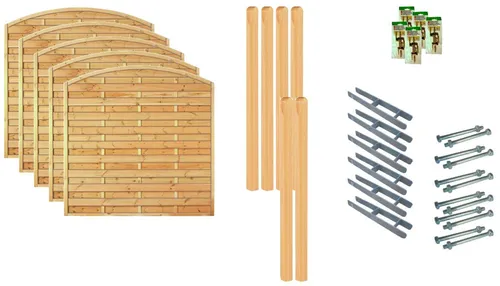 Tetzner Jentzsch Dichtzaun Madison 3 - Set mit 5 Elementen, 954x180 cm, kesseldruckimprägniert und robust für Ihren Garten